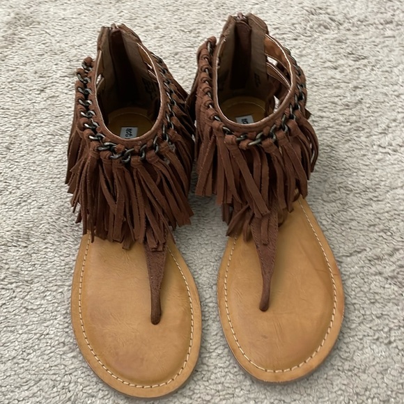 Not Rated Sz 9 Ankle Fringe Ladies Sandal - Picture 1 of 10